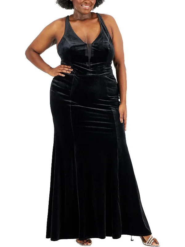 Plus Womens Velvet Prom Evening Dress