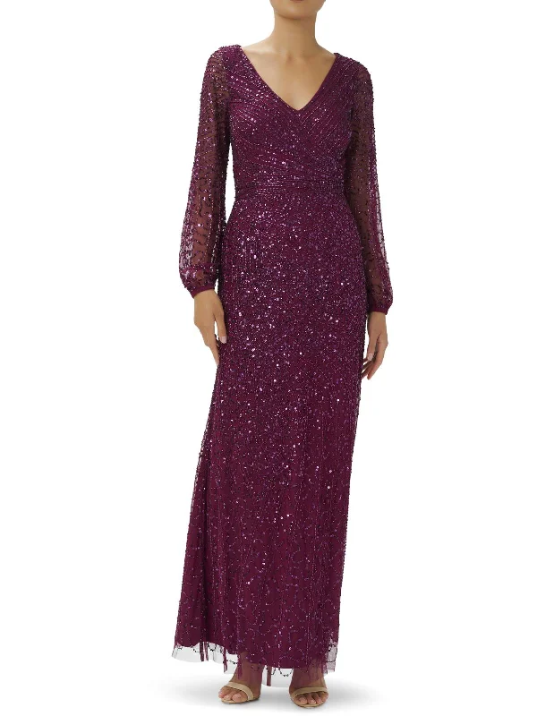 Womens Beaded Max Evening Dress