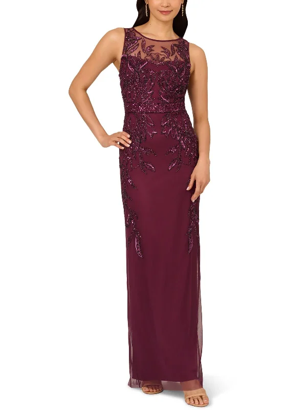 Womens Embellished Maxi Evening Dress