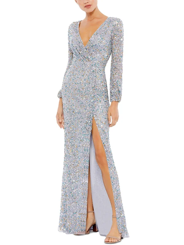 Womens Sequined Long Evening Dress