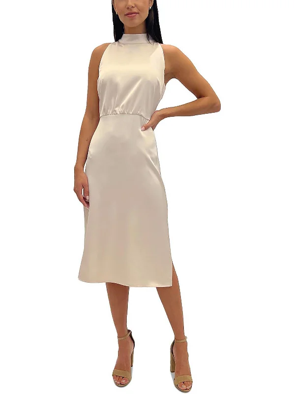 Womens Tie Neck Long Cocktail and Party Dress