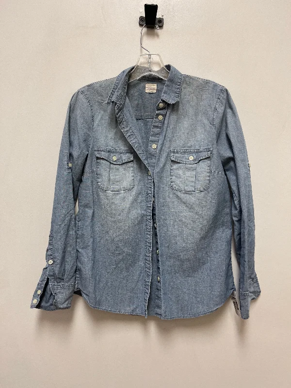 Blouse Long Sleeve By J. Crew In Blue Denim, Size: S