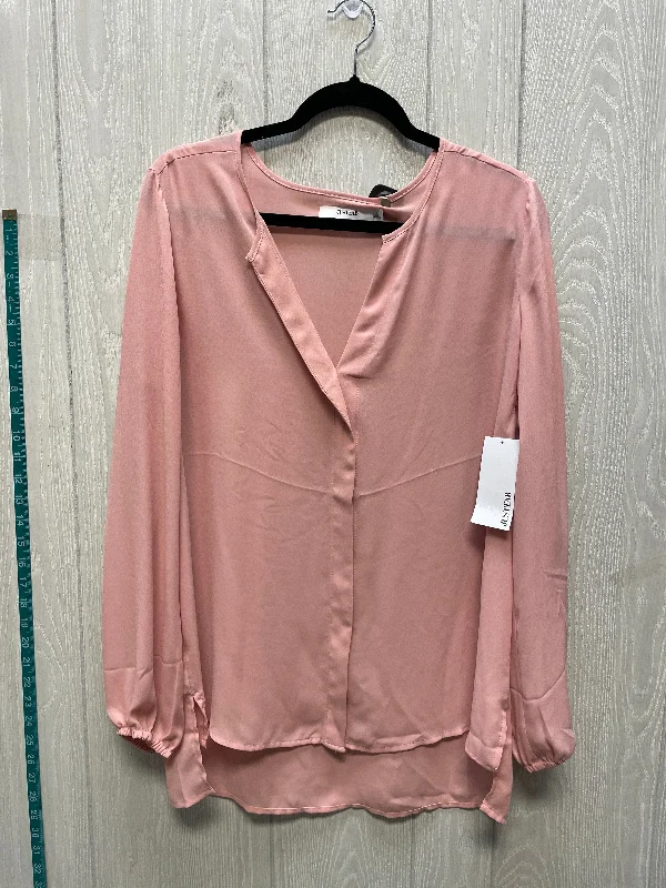 Blouse Long Sleeve By Just Fab In Pink, Size: L