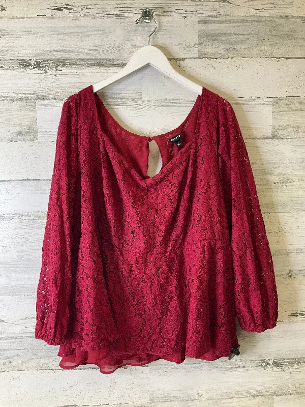 Blouse Long Sleeve By Torrid In Red, Size: 4x