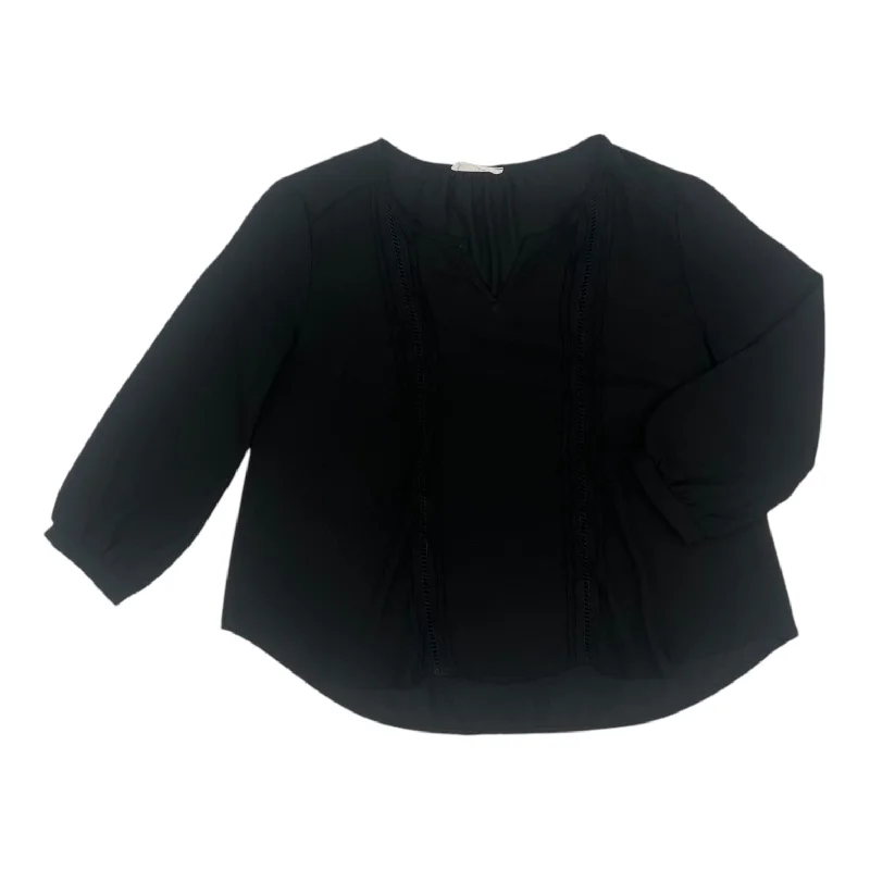 Blouse Ls By Lush In Black, Size:Xs