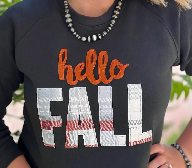 Hello Fall Applique Sweatshirts In Charcoal