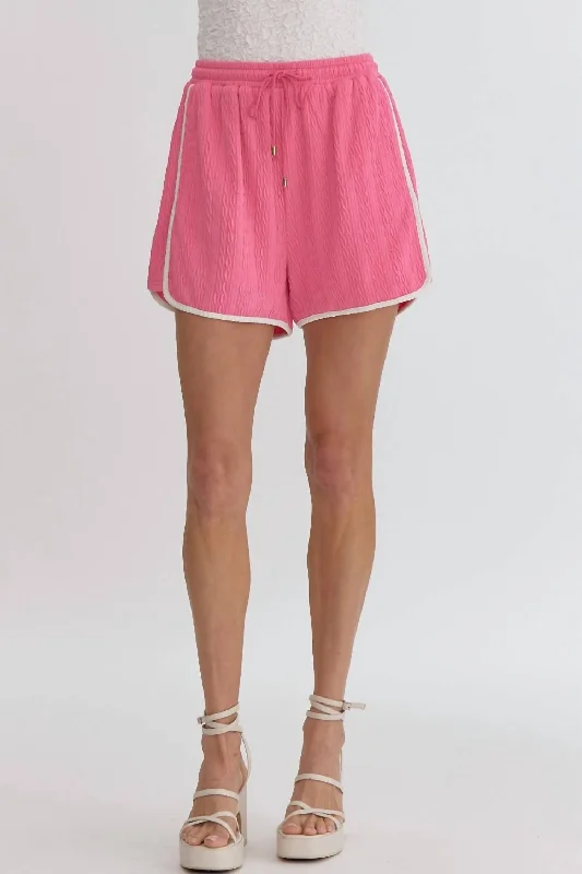 Textured Shorts In Pink