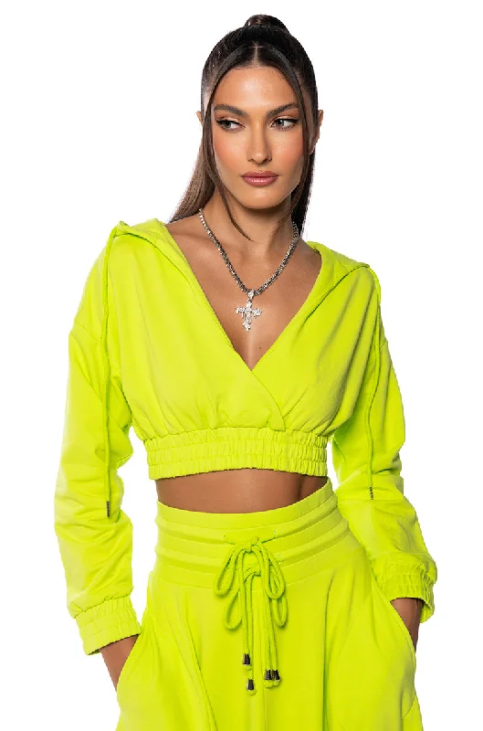 ZUMI CROPPED WRAP FRONT HOODIE